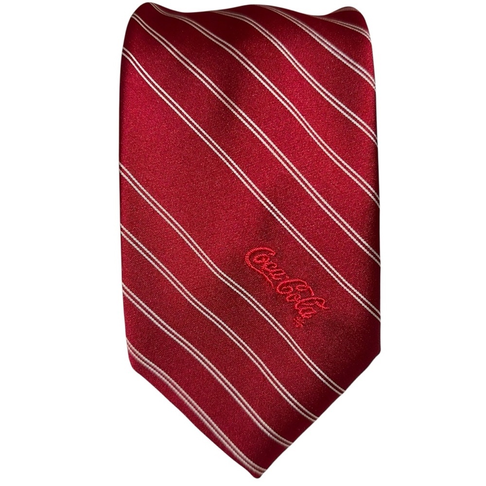 Vtg Givenchy Monsieur Mens Tie Coca Cola Red White Striped Silk Blend 57x3” USA